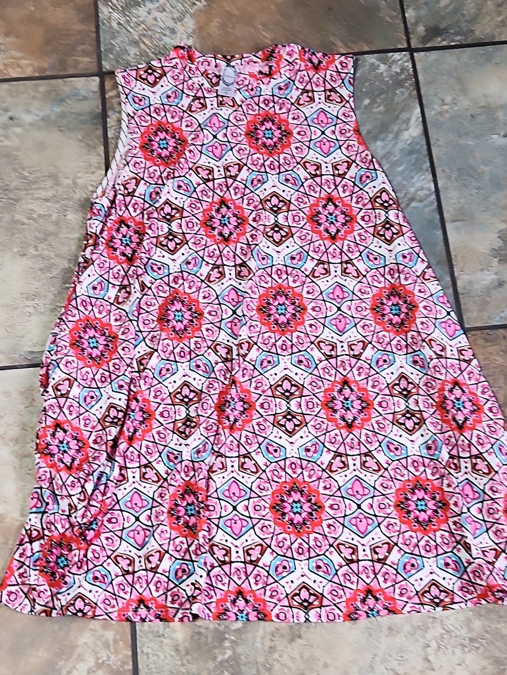 Honeyme Pink and Coral Medallion Maxi Dress